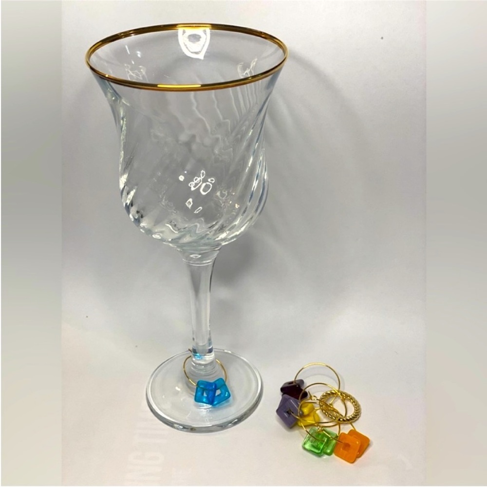 Gold set of retro vintage style wineglass charms